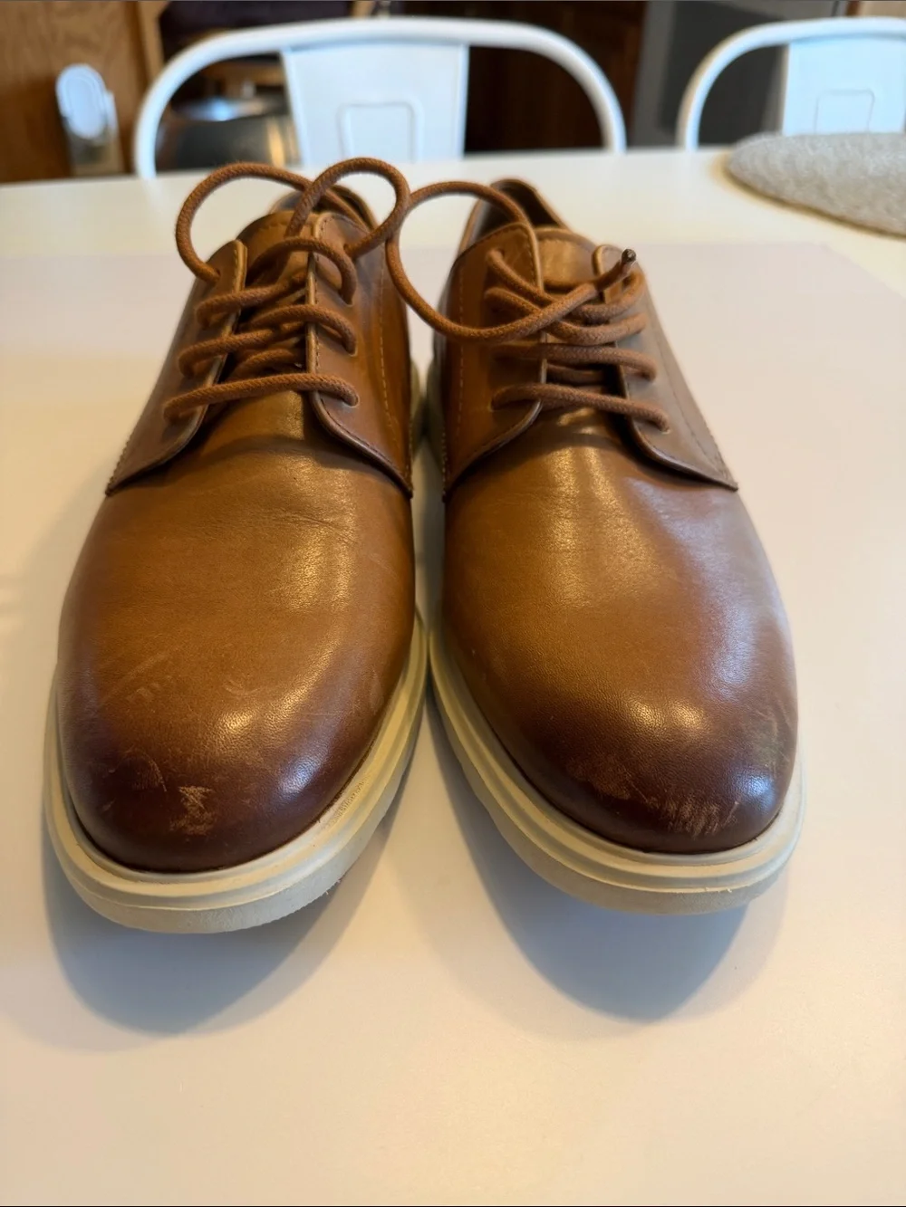 Frye Men's Tan Leather Lace-Up Derby Shoes Sz 9. NWOB